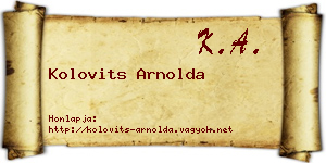 Kolovits Arnolda névjegykártya